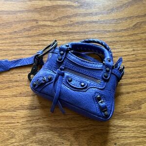 BALENCIAGA Mini Motorcycle Bag Keyring Bag Charm, FA11 Bleu Lavand (Box/Sleeper)